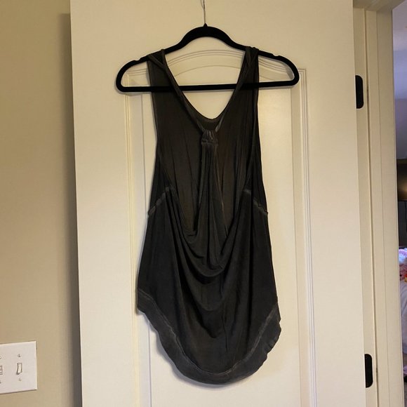 Free People Charcoal Black Flowy Tank Top w/ Tie Back - Picture 2 of 2